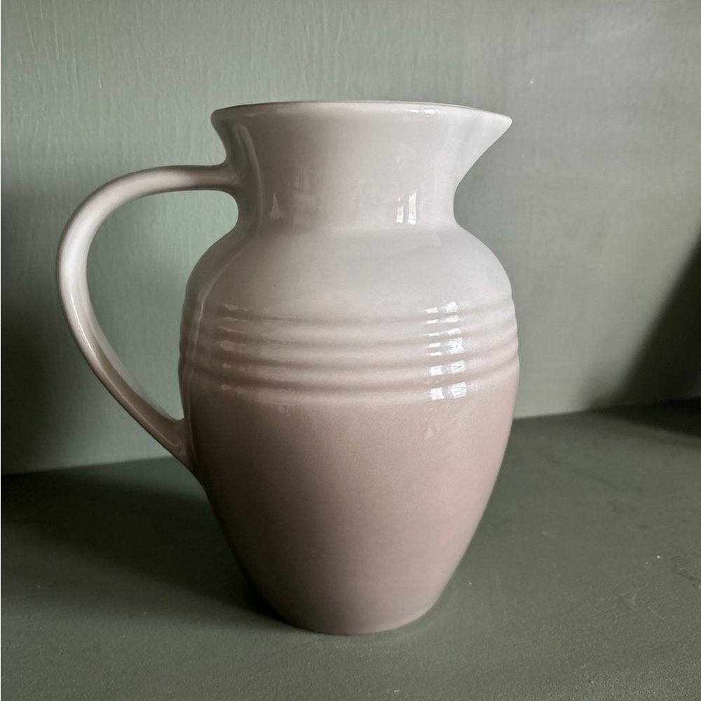 Le Creuset Cream Ceramic Pitcher with Ribbed Detail